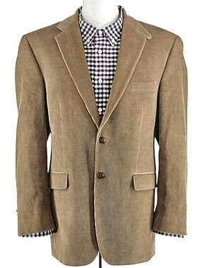 Quiet Luxury Lauren Ralph Lauren Corduroy Blazer Men’s 42L Tan Elbow Patch Ivy